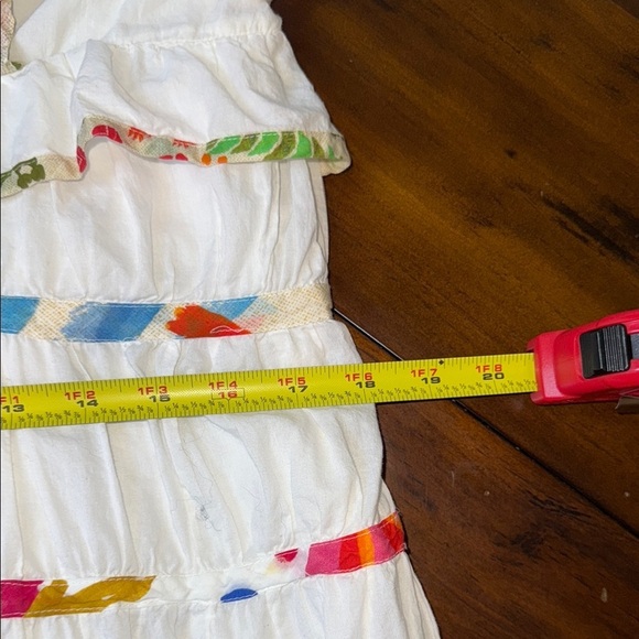 FARM Rio White Ruffled Dress with Colorful Trim, Large - Like New - Picture 13 of 13